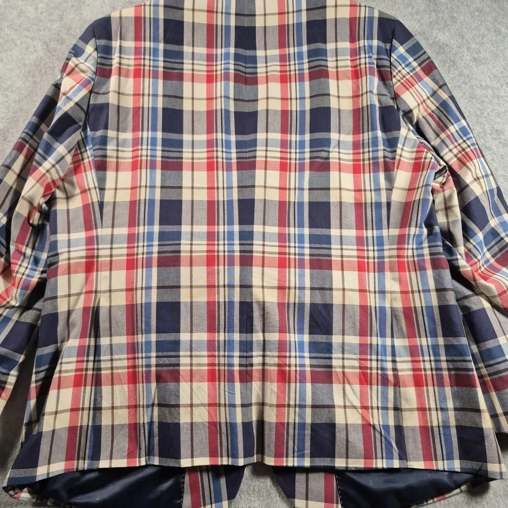 Tommy Hilfiger Mens Plaid 100% Cotton Multi-color 2 Btn Blazer Sport Coat 46R - Picture 6 of 10